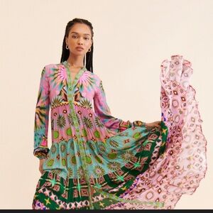 Vibrant Multicolor Long Sleeve Maxi Dress